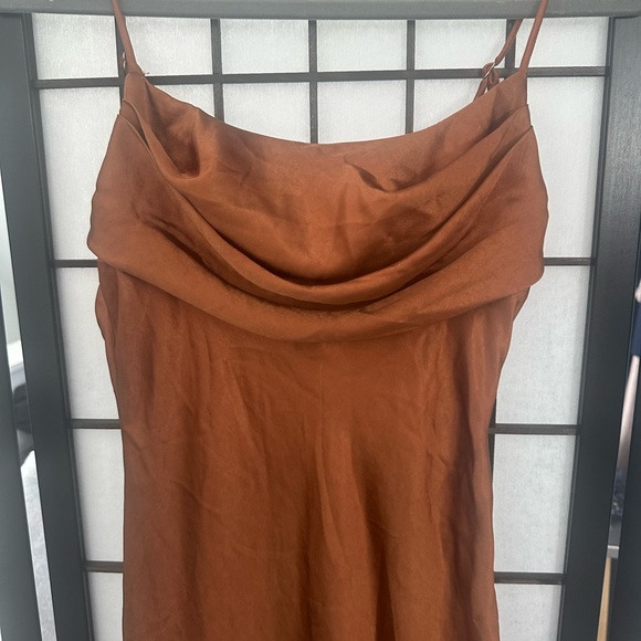 Selfie Leslie Well Versed Pleated Bust Split Midi Dress Chocolate Brown Small - Picture 7 of 10